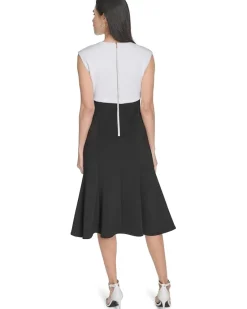 Calvin Klein Scuba Color Block A-Line Women's
