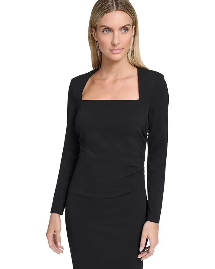Calvin Klein Scuba Crepe Long Sleeve Midi Sheath Women's