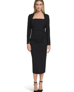 Calvin Klein Scuba Crepe Long Sleeve Midi Sheath Women's