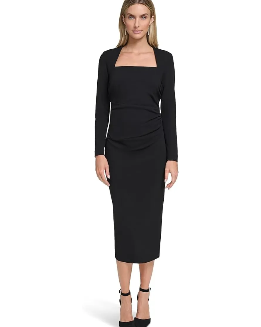 Calvin Klein Scuba Crepe Long Sleeve Midi Sheath Women's