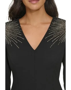 Calvin Klein Scuba Crepe Long Sleeve with Hot Fix Women's