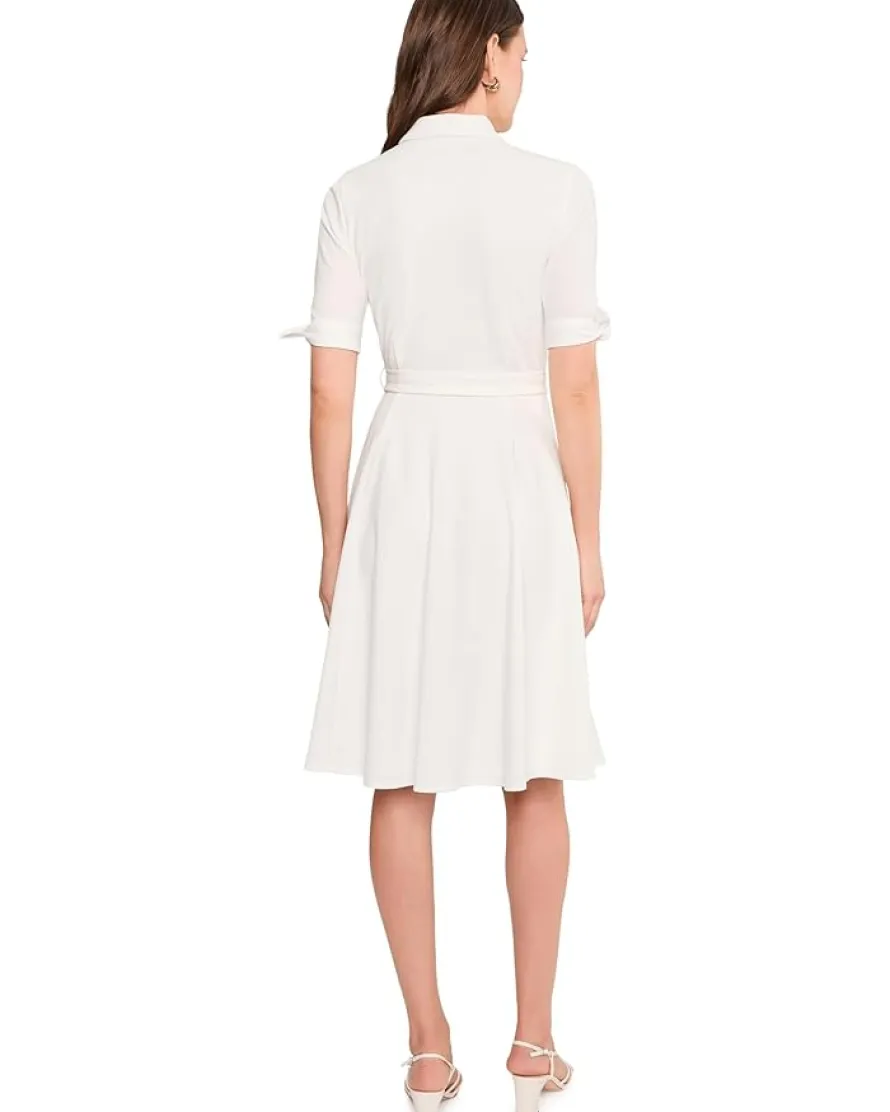 Calvin Klein Scuba Crepe Short Sleeve Self Tie Shirt Dress Women's