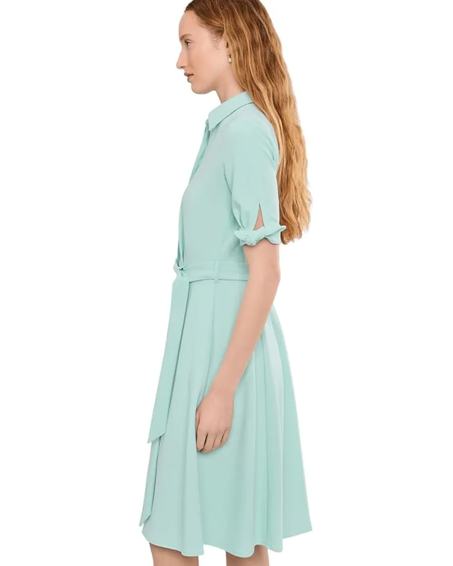 Calvin Klein Scuba Crepe Short Sleeve Self Tie Shirt Dress Women's