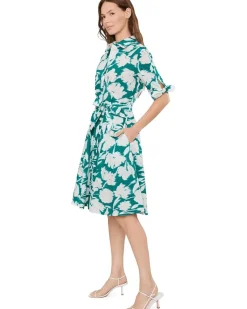 Calvin Klein Short Sleeve Floral Cotton A-Line Women's