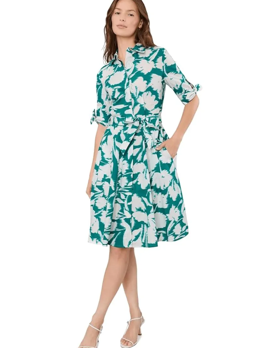 Calvin Klein Short Sleeve Floral Cotton A-Line Women's