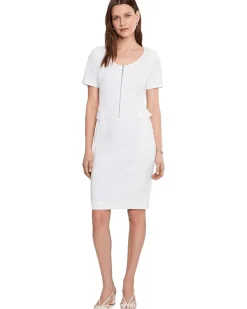 Calvin Klein Short Sleeve Scuba Crepe Zipper Neck Sheath Women's