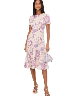 Calvin Klein Short Sleeve Scuba Floral Aline Women's