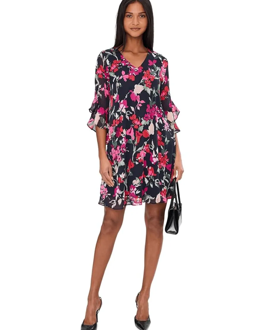 Calvin Klein 3/4 Sleeve Floral Shift Shift Dress Women's