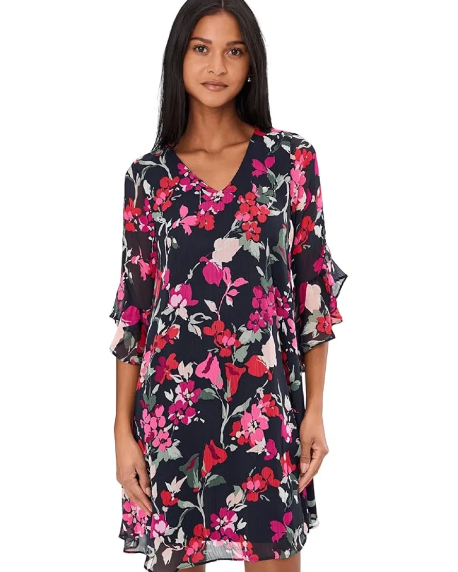 Calvin Klein 3/4 Sleeve Floral Shift Shift Dress Women's