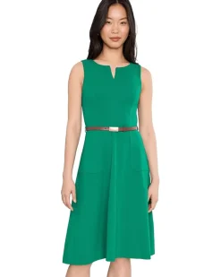Calvin Klein Sleeveless Belted Scuba Crepe Aline Women's