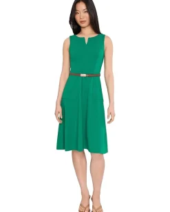 Calvin Klein Sleeveless Belted Scuba Crepe Aline Women's
