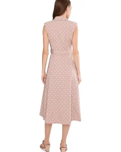 Calvin Klein Sleeveless Linen Polka Dot Jacket Dress Women's