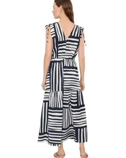 Calvin Klein Sleeveless V-Neck Striped Gauze Midi Women's