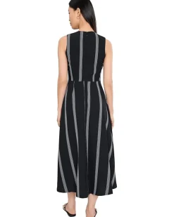 Calvin Klein Sleevleless Striped Keyhole Aline Women's