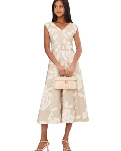 Calvin Klein Sleevless Scuba Floral Belted Aline Women's
