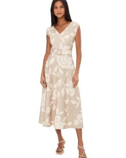 Calvin Klein Sleevless Scuba Floral Belted Aline Women's