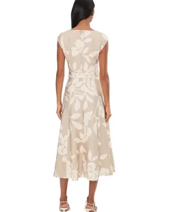Calvin Klein Sleevless Scuba Floral Belted Aline Women's