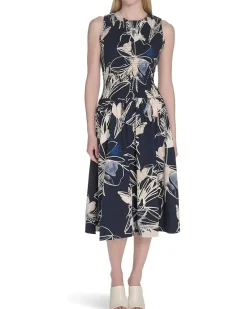 Calvin Klein Smocked Commuter Floral Dropwaist Women's