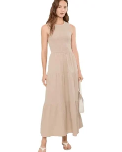 Calvin Klein Smocked Tiered Gauze Maxi Women's