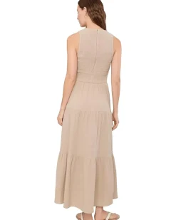 Calvin Klein Smocked Tiered Gauze Maxi Women's
