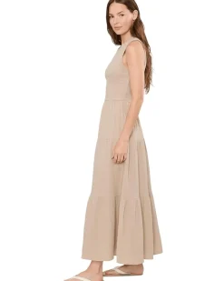 Calvin Klein Smocked Tiered Gauze Maxi Women's