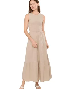 Calvin Klein Smocked Tiered Gauze Maxi Women's