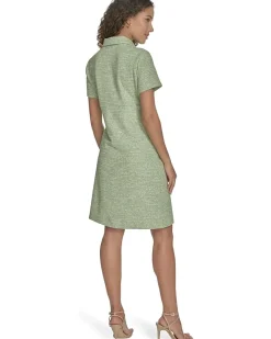 Calvin Klein Tweed Short Sleeve Collared Dress Women's