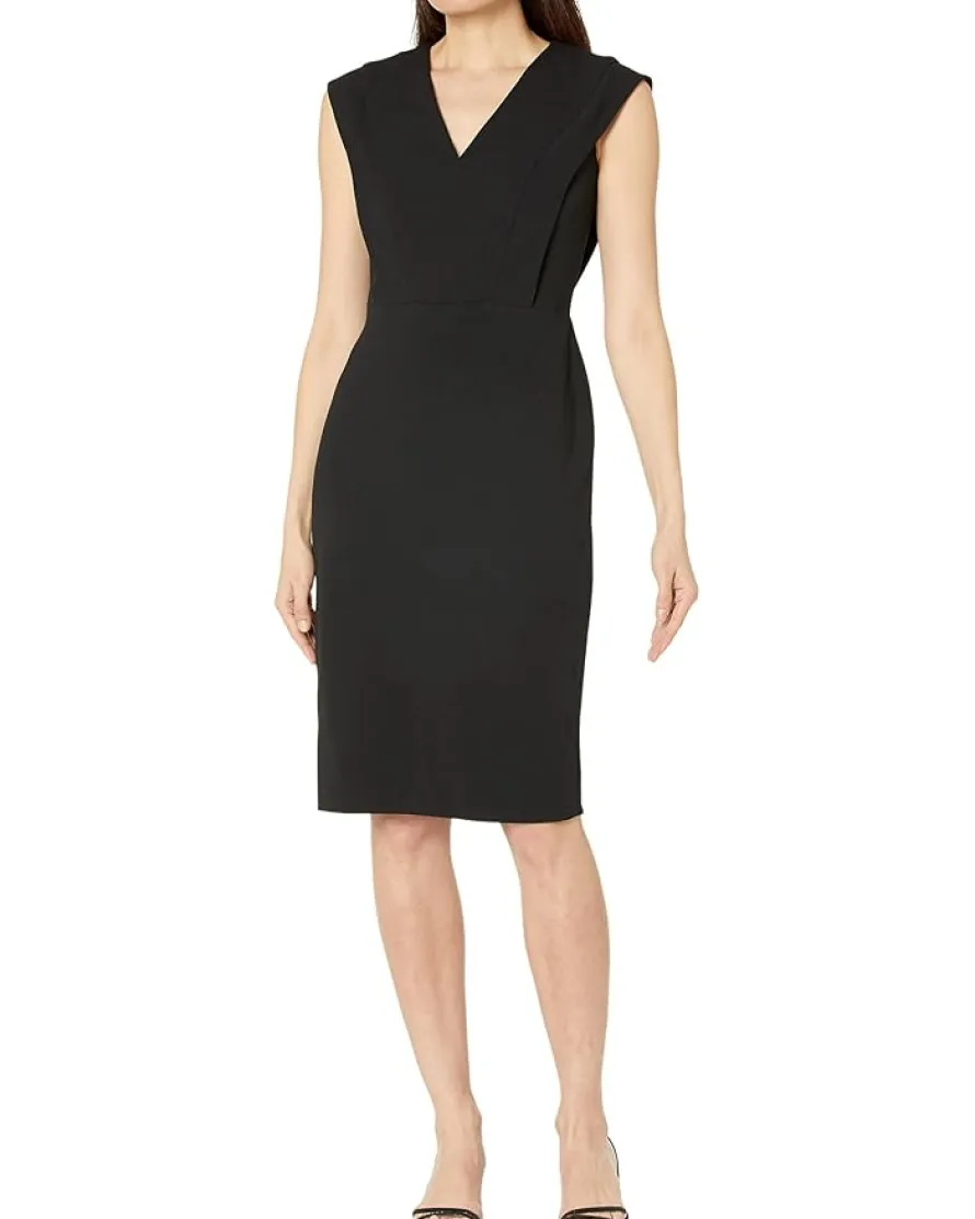 Calvin Klein V-Neck Scuba Crepe Sheath Women's