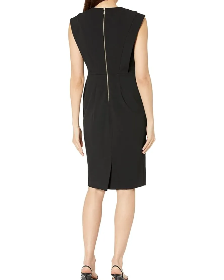 Calvin Klein V-Neck Scuba Crepe Sheath Women's