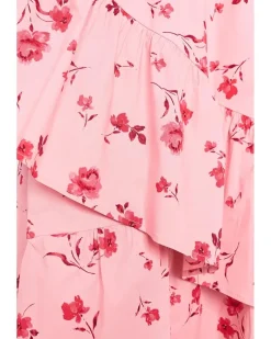 CeCe Asymmetrical Ruffle Hem Midi Dress Women's