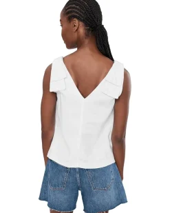 CeCe Bow Strap Linen Top Women's