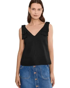 CeCe Bow Strap Linen Top Women's