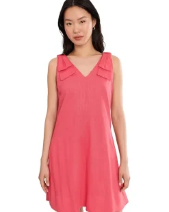 CeCe Bow Strap V-Neck A-Line Dress Women's