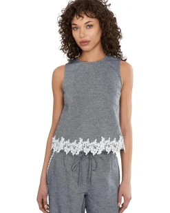 CeCe Boxy Sleeveless Applique Top Women's