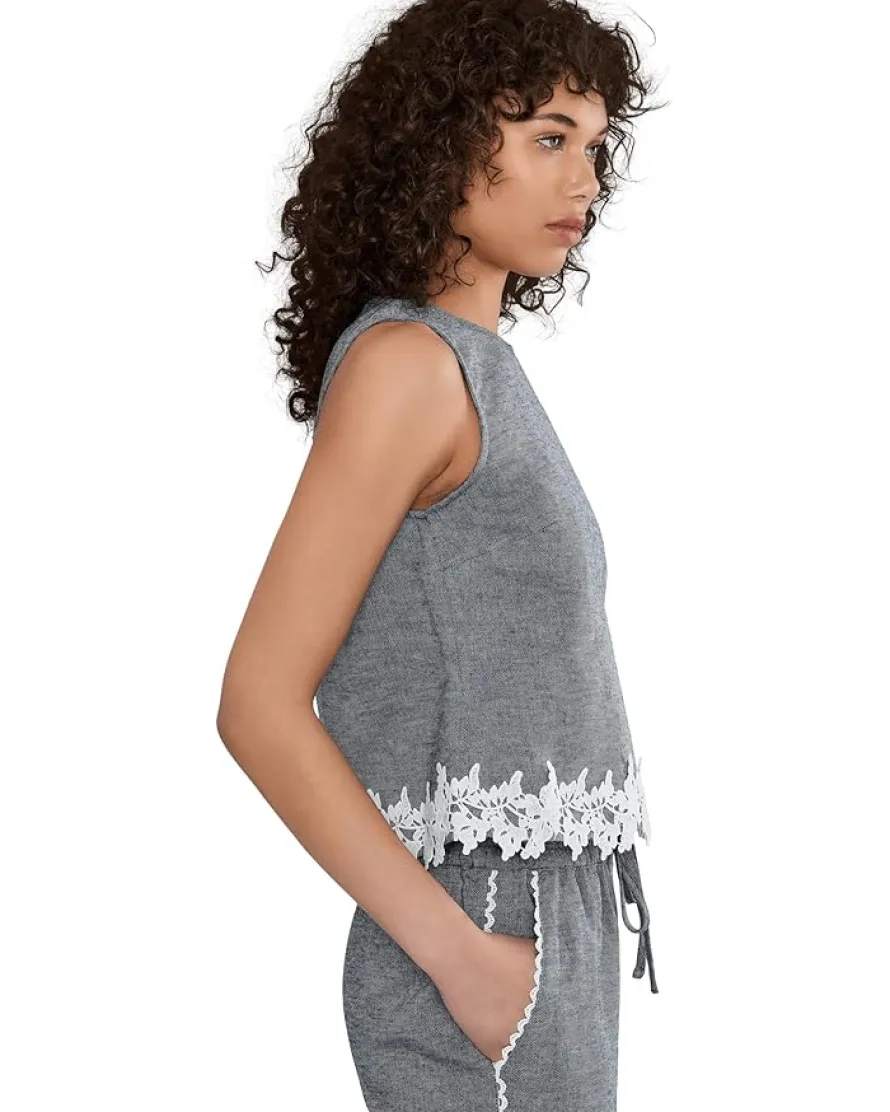 CeCe Boxy Sleeveless Applique Top Women's