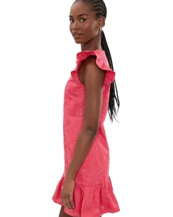 CeCe Denim Flutter Sleeve Ruffle Hem Mini Dress Women's