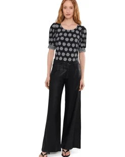CeCe Elbow Sleeve Shirred Crew Neck Knit Top Women's