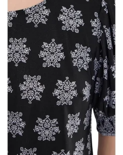 CeCe Elbow Sleeve Shirred Crew Neck Knit Top Women's