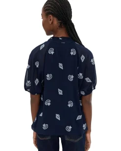 CeCe Embroidered Seashell Raglan Top Women's