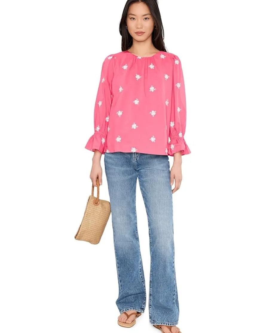CeCe Embroidered 3/4 Sleeve Top Women's