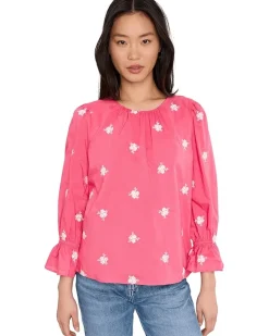 CeCe Embroidered 3/4 Sleeve Top Women's