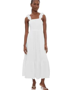 CeCe Floral Strap Tiered Midi Dress Women's