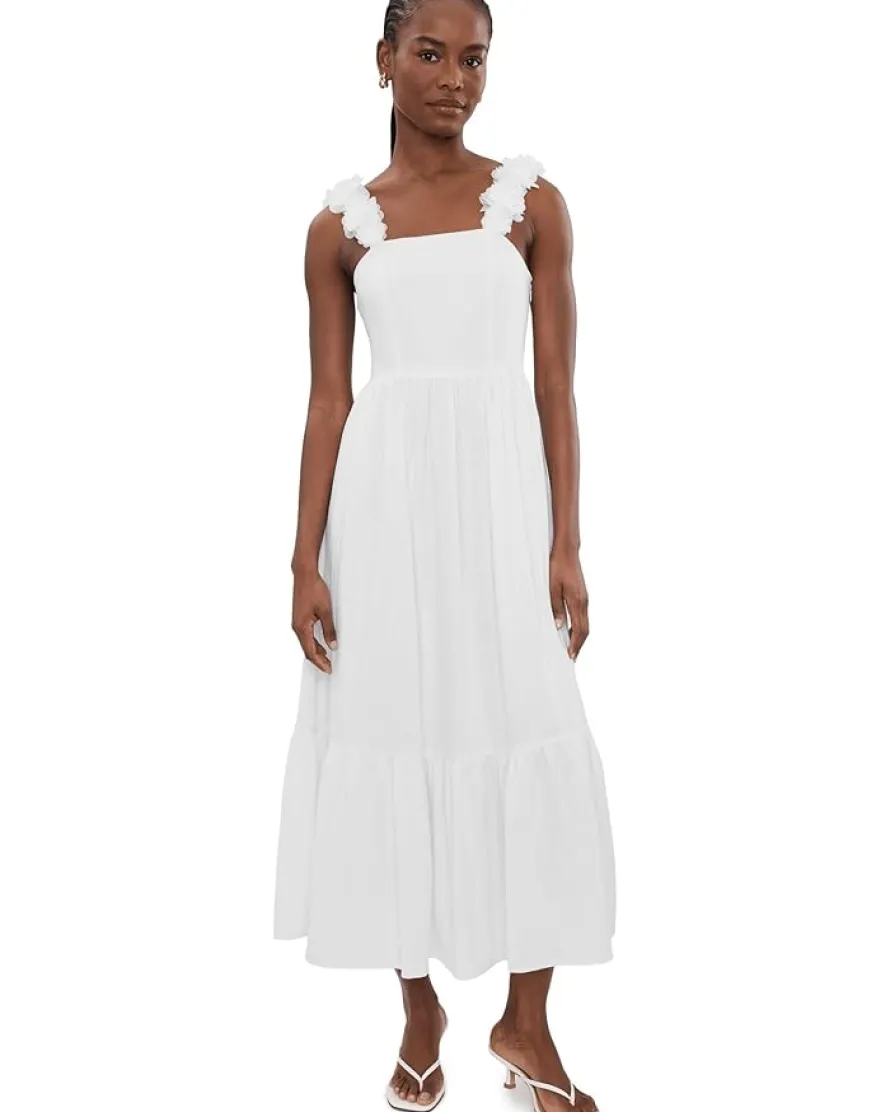 CeCe Floral Strap Tiered Midi Dress Women's