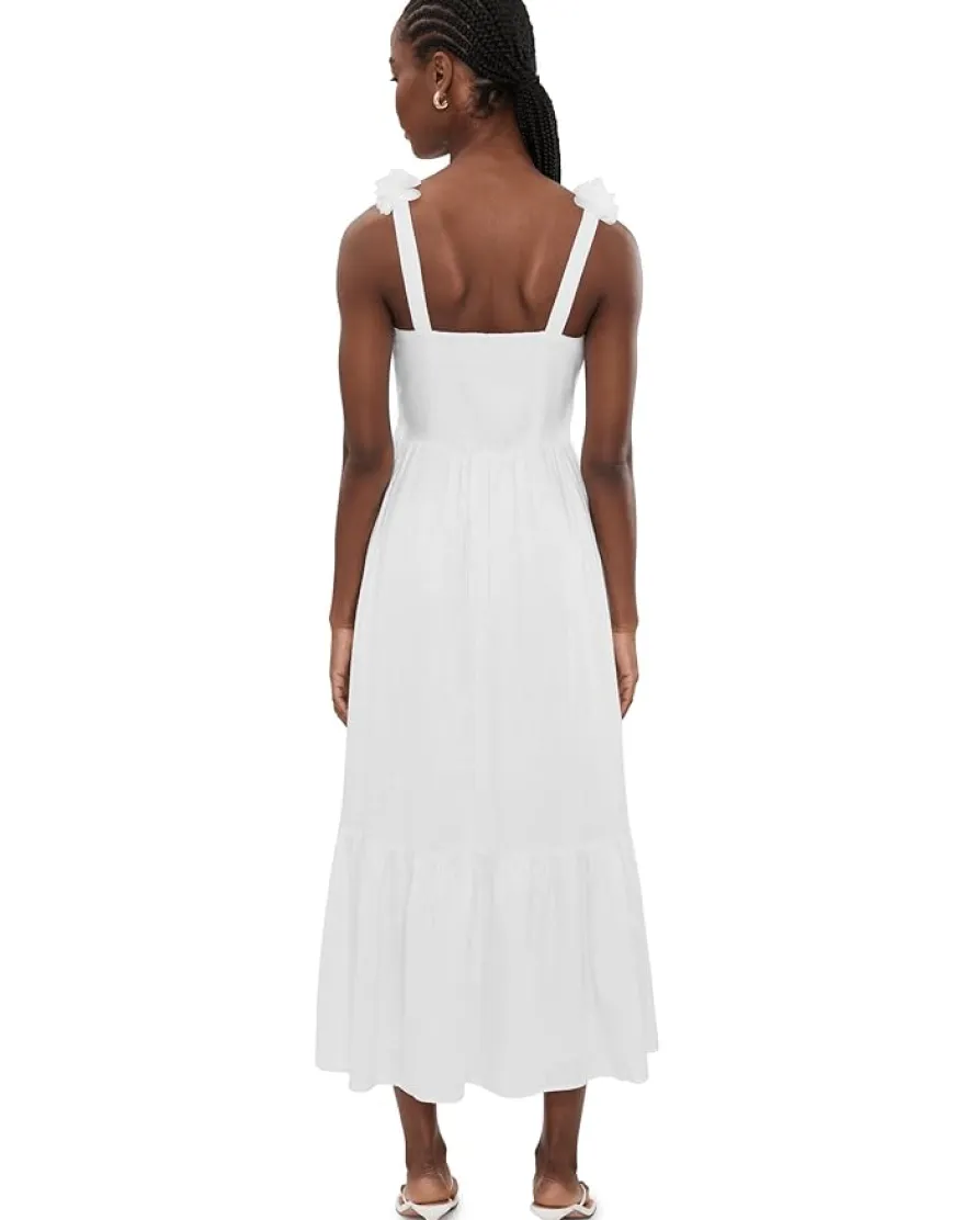 CeCe Floral Strap Tiered Midi Dress Women's