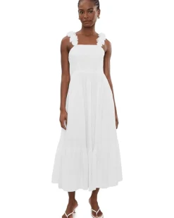 CeCe Floral Strap Tiered Midi Dress Women's