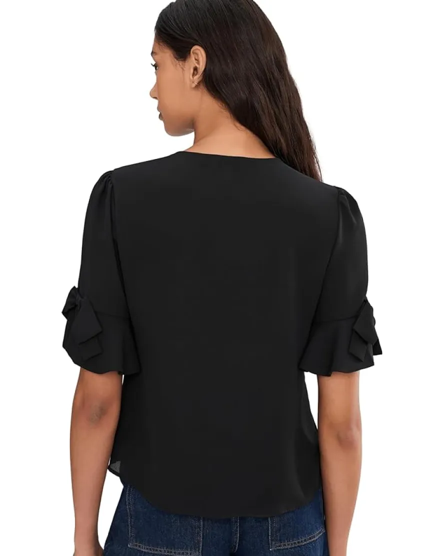 CeCe Flounce Elbow Bow Sleeve Top Women's