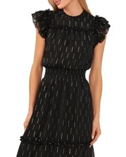 CeCe Flutter Sleeve Smocked Waist Midi Dress Women's