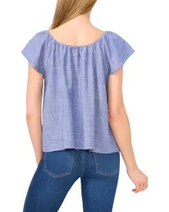 CeCe Flutter Sleeve Tie Front Top Women's
