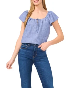 CeCe Flutter Sleeve Tie Front Top Women's