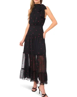 CeCe Halter Tie Neck Tiered Maxi Dress Women's